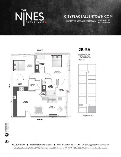 2 bed 2 bath B at The Nines Apartment Homes Apartments, Pennsylvania, 18101