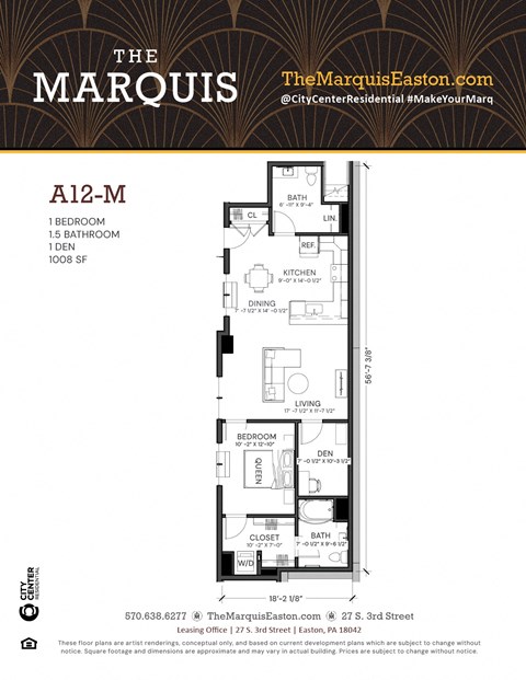 Floor Plan A12-M at The Marquis, Easton, Pennsylvania
