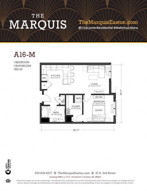 Floor Plan A16-M at The Marquis, Pennsylvania