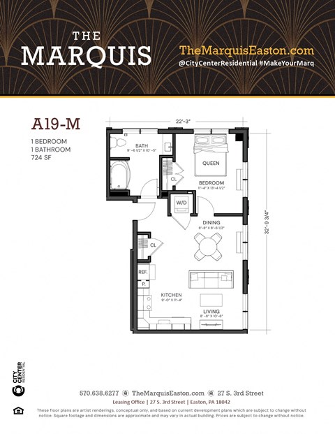 Floor Plan A19-M at The Marquis, Easton, PA