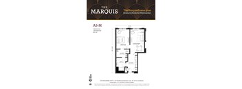 Apartment floor plan for a 1 bedroom apartment.