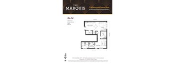 Apartment floor plan for a 1 bedroom apartment.