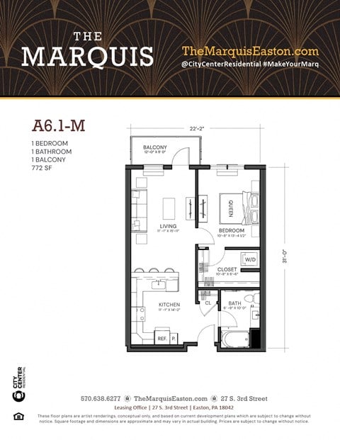 Floor Plan A6.1-M at The Marquis, Easton, PA