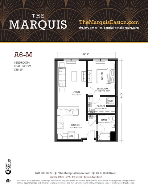 Floor Plan A6-M at The Marquis, Easton, 18042