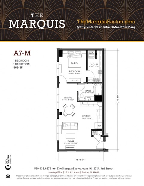 Floor Plan A7-M at The Marquis, Easton, Pennsylvania