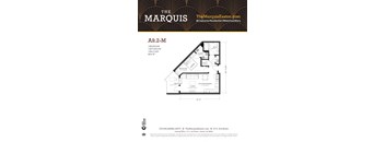 Apartment floor plan for a 1 bedroom apartment.