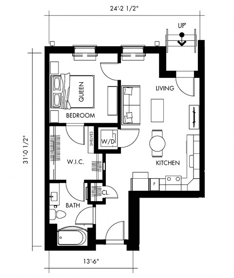 Alph61T Floor Plan at 1010 Apartments, Pennsylvania