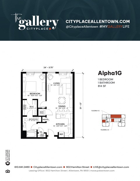 1 bedroom 1 bath D at The Gallery Apartment Homes Apartments, Allentown