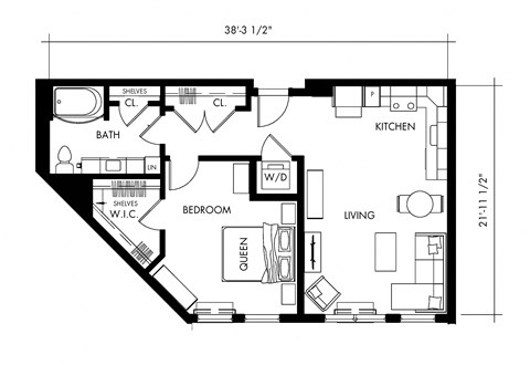 Alpha1T Floor Plan at 1010 Apartments, Pennsylvania, 18101