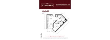 1Bed 1Bath Floor Plan at The Standard Apartments, Allentown, Pennsylvania