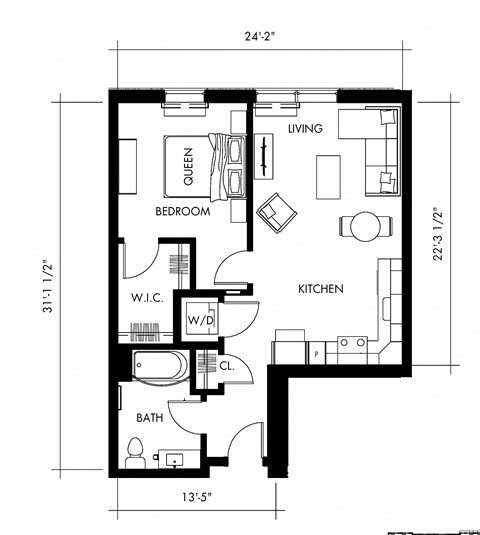 Alpha6T Floor Plan at 1010 Apartments, Allentown