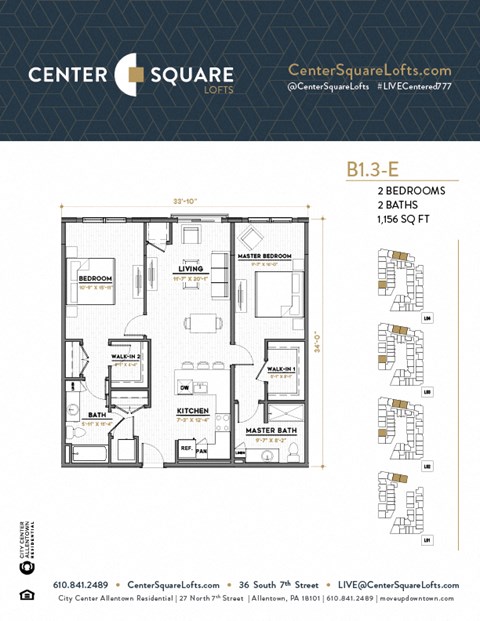 B13E Floor Plan at Center Square Lofts East, Pennsylvania