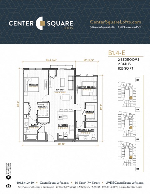 B14E Floor Plan at Center Square Lofts East, Pennsylvania, 18101