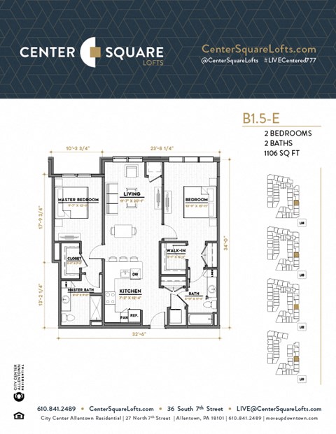 B15E Floor Plan at Center Square Lofts East, Allentown, PA 18101