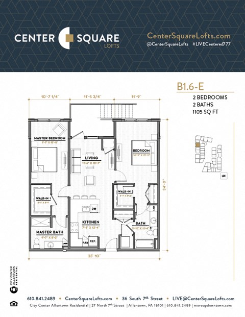 B16E Floor Plan at Center Square Lofts East, Allentown, PA