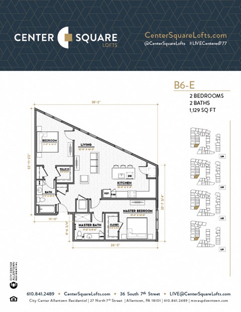 B6E Floor Plan at Center Square Lofts East, Pennsylvania