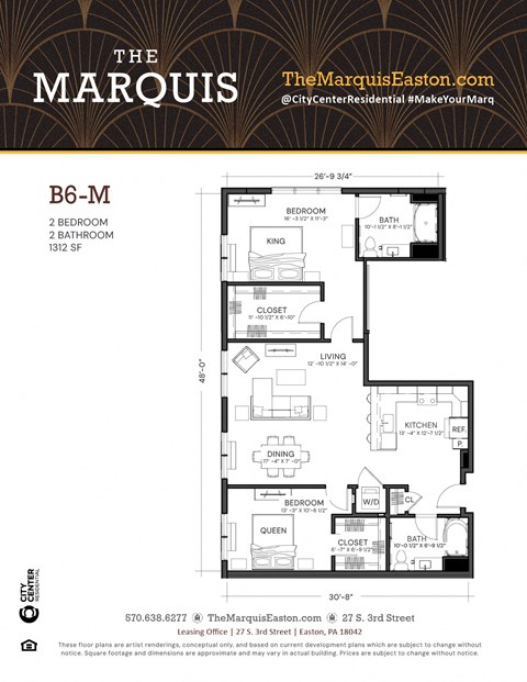 Floor Plan B6-M at The Marquis, Pennsylvania 18042