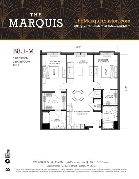 Floor Plan B8.1-M at The Marquis, Easton, PA