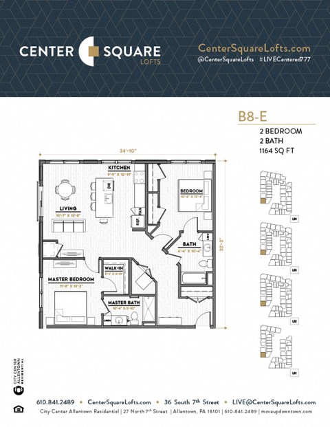 B8E Floor Plan at Center Square Lofts East, Allentown, PA 18101