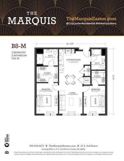 Floor Plan B8-M at The Marquis, Easton, 18042