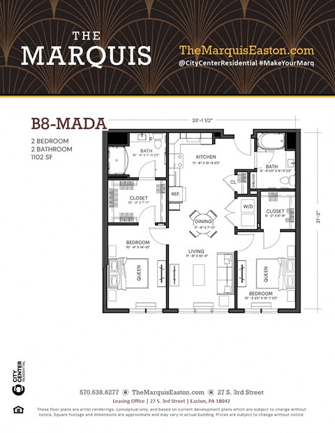 Floor Plan B8-MADA at The Marquis, Easton, Pennsylvania