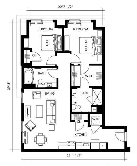 Beta12T Floor Plan at 1010 Apartments, Allentown, 18101