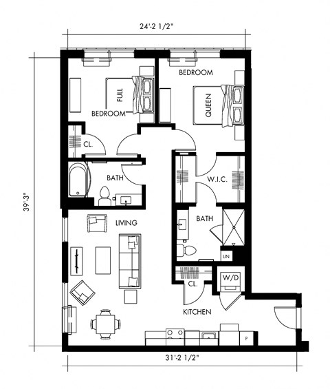 Beta1T Floor Plan at 1010 Apartments, Allentown, PA, 18101