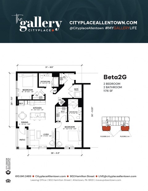 2 bedroom 2 bath B at The Gallery Apartment Homes Apartments, Allentown, Pennsylvania