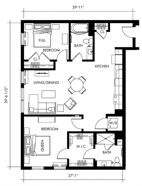 Beta2T Floor Plan at 1010 Apartments, Allentown, Pennsylvania