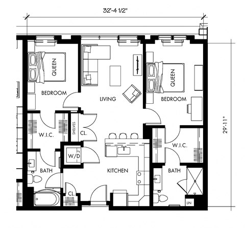 Beta61T Floor Plan at 1010 Apartments, Allentown, 18101