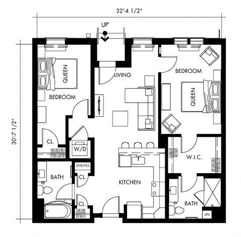 Beta62T Floor Plan at 1010 Apartments, Allentown, Pennsylvania