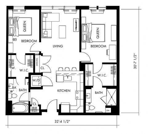 Beta6T Floor Plan at 1010 Apartments, Allentown, PA