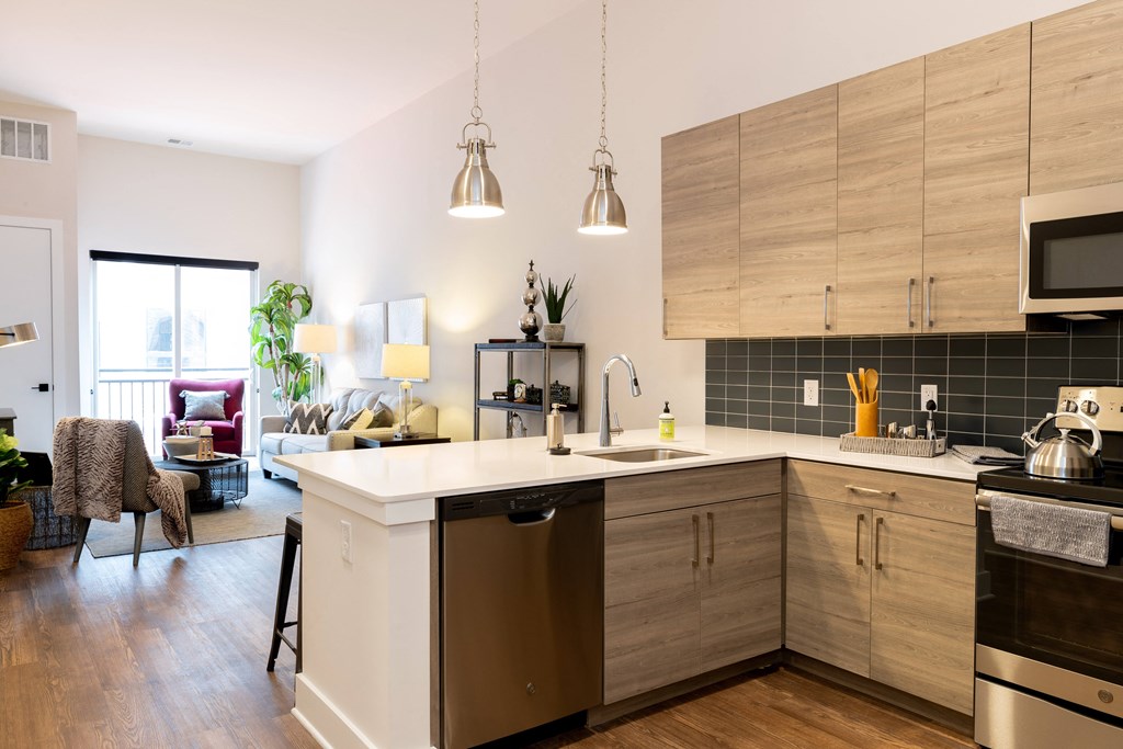 Kitchen And Living Area at Center Square Lofts East, Allentown, PA
