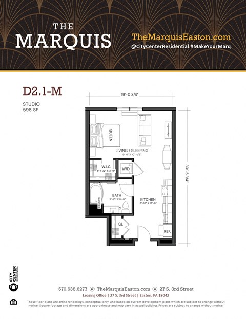 Floor Plan D2.1-M at The Marquis, Easton, Pennsylvania
