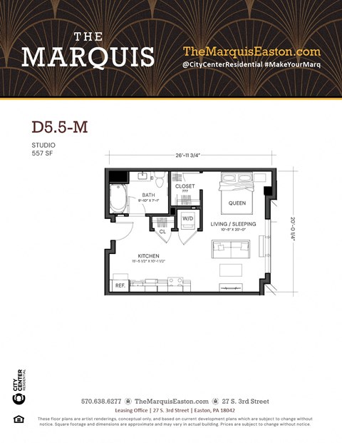 Floor Plan D5.5-M at The Marquis, Easton, Pennsylvania