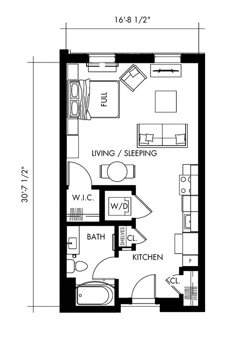 Delt42T Floor Plan at 1010 Apartments, Pennsylvania