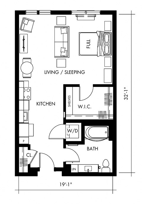 Delta2T Floor Plan at 1010 Apartments, Allentown, PA
