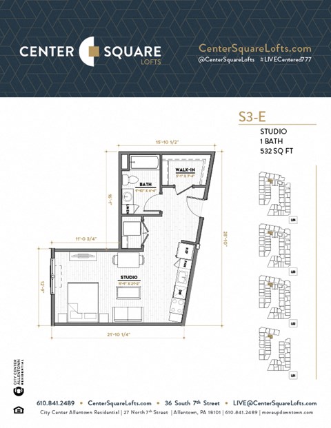 S3E Floor Plan at Center Square Lofts East, Pennsylvania