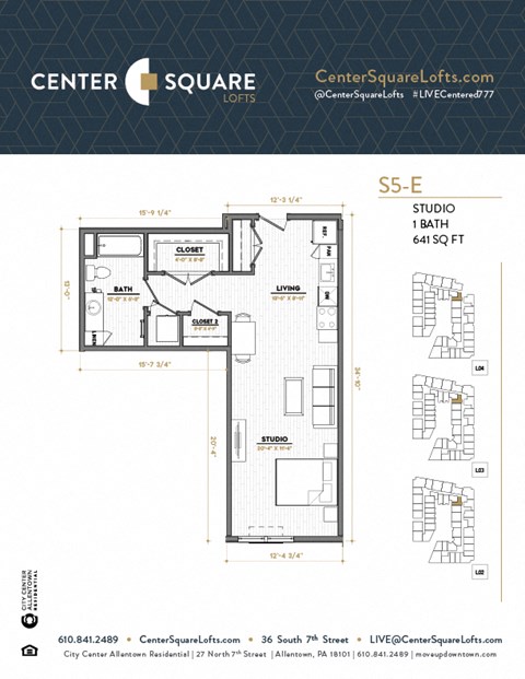 S5E Floor Plan at Center Square Lofts East, Allentown, PA 18101