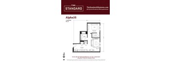A floor plan for a one bedroom apartment at The Standard Allentown.