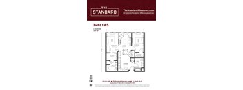 A floor plan for a 2 bedroom, 1001 square foot apartment from The Standard Allentown.
