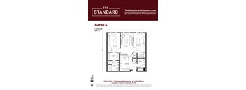 A floor plan for a 2 bedroom, 1001 square foot apartment from The Standard Allentown.