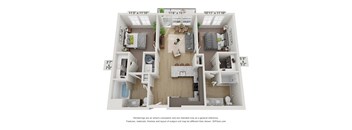 Floor plan image of B1, 2-bedroom apartment