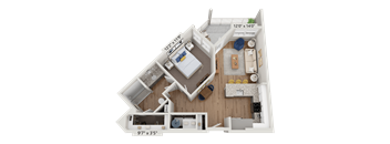 Floor plan image of A2, 1-bedroom apartment