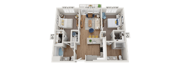 Floor plan image of B1, 2-bedroom apartment