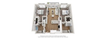Floor plan image of B1, 2-bedroom apartment