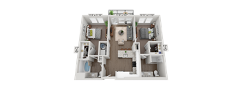 Floor plan image of B1, 2-bedroom apartment