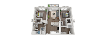 Floor plan image of B2, 2-bedroom apartment
