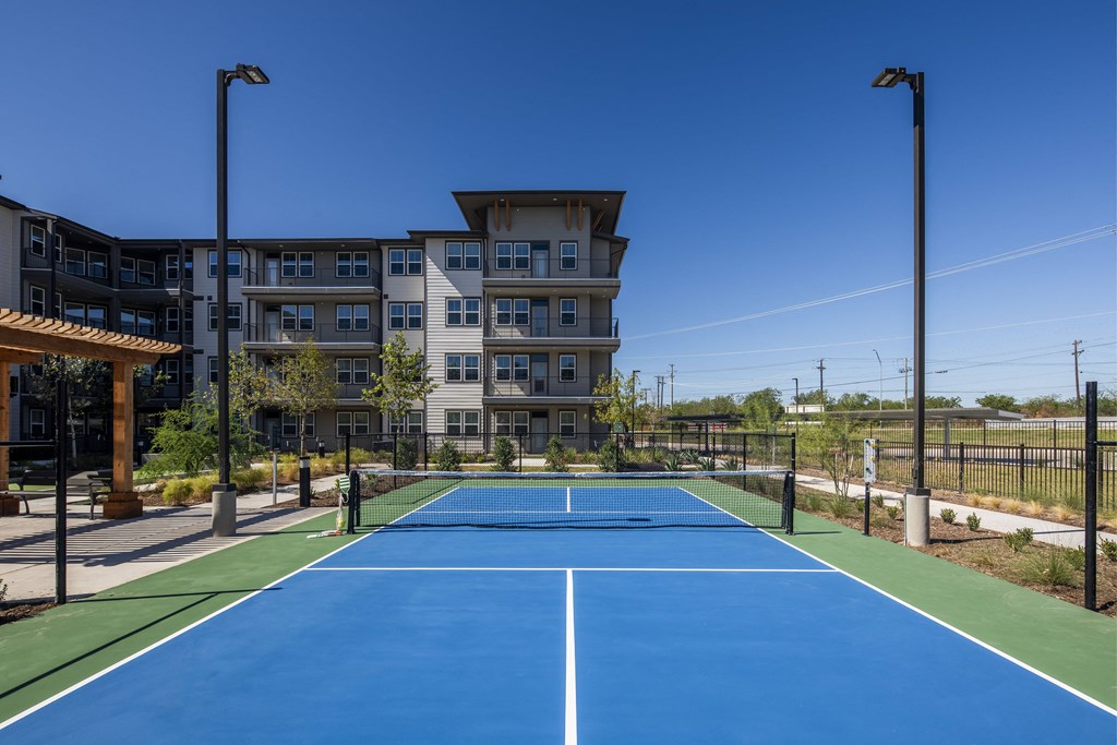a pickleball court at a senior apartment community
