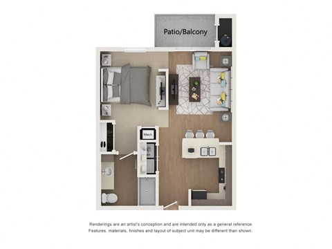 Floor plan image of A1, 1-bedroom apartment